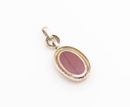 925 Sterling Silver Vintage Pendant WHITNEY KELLY Oval Carnelian Charm  PT26537