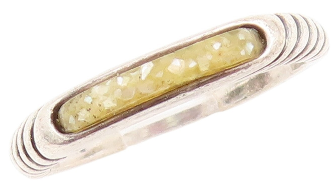 925 Sterling Silver Vintage Ring CAROLYN POLLACK Grooved Gemstone  Sz 5  RG31754