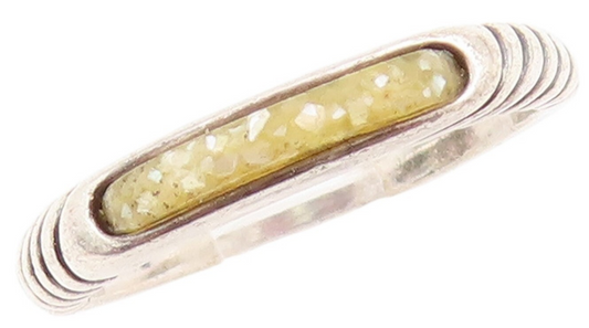 925 Sterling Silver Vintage Ring CAROLYN POLLACK Grooved Gemstone  Sz 5  RG31754