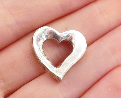 925 Sterling Silver  Vintage Shiny Polished Open Love Heart Pendant  PT3752