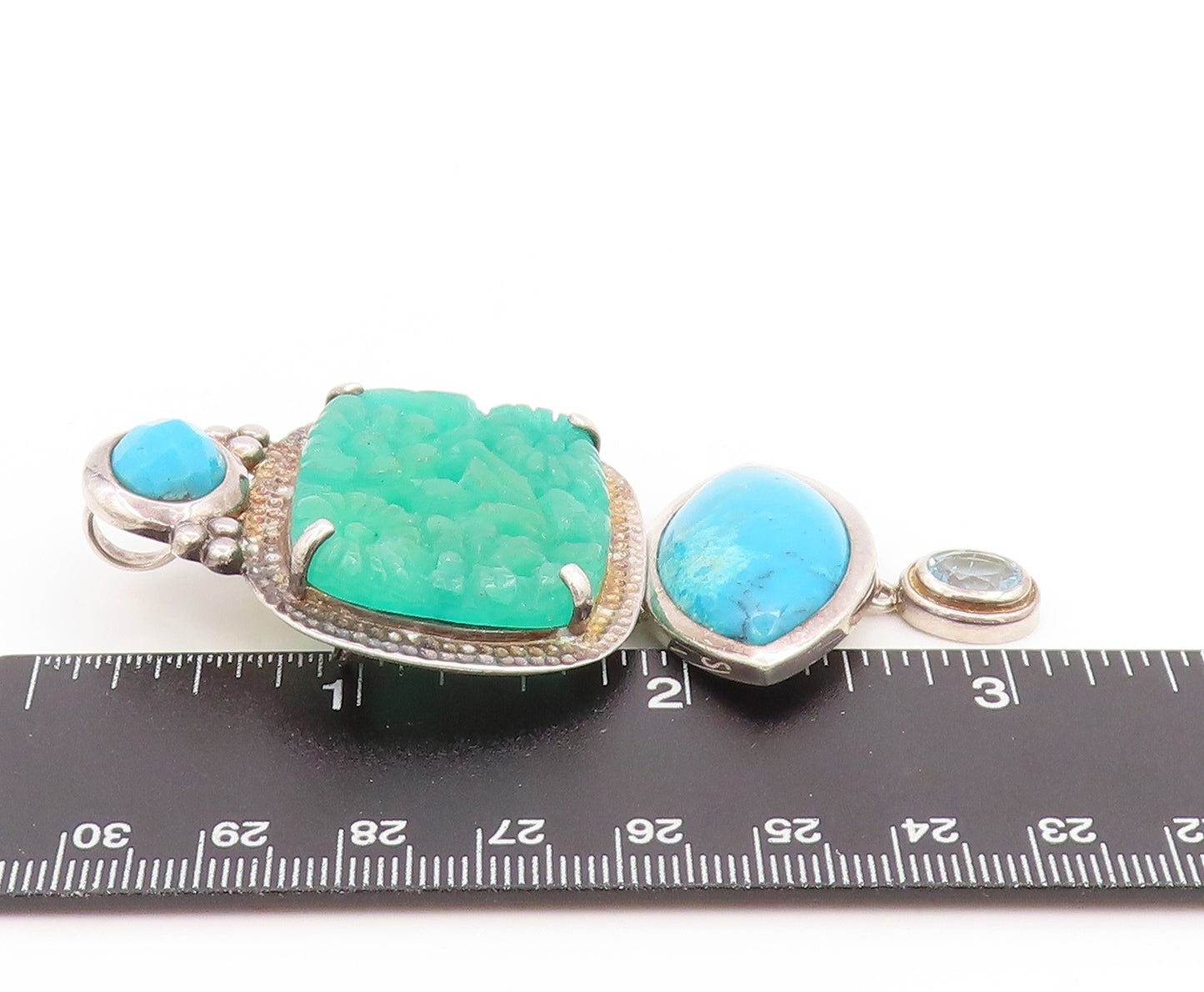 925 Sterling Silver Vintage Brooch Pin AMY KAHN RUSSEL Carved Chalcedony BP12253