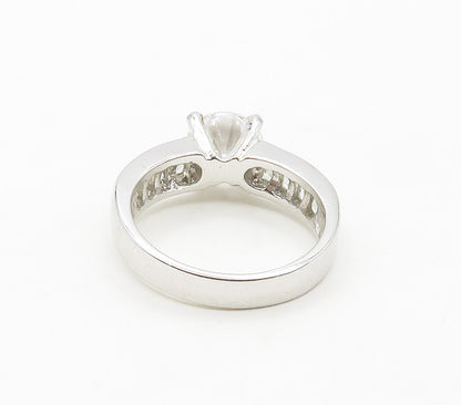 925 Sterling Silver  Shiny Cubic Zirconia Solitaire Accent Ring Sz 7  RG16351