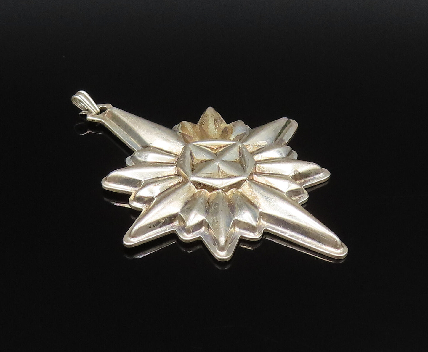 REED & BARTON 925 Silver  Vintage Christmas Star Ornate Pendant  PT21673