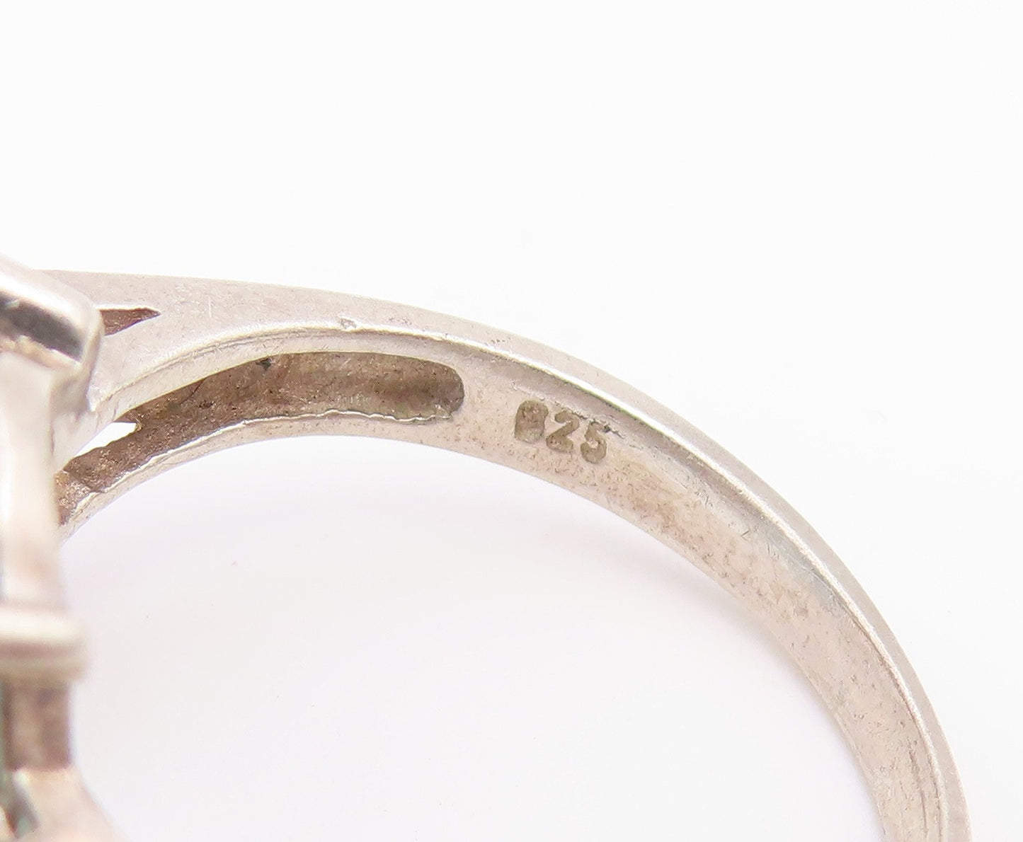 925 Sterling Silver Vintage Ring Oval Blue Topaz & Sapphire Band  Sz 7  RG36668