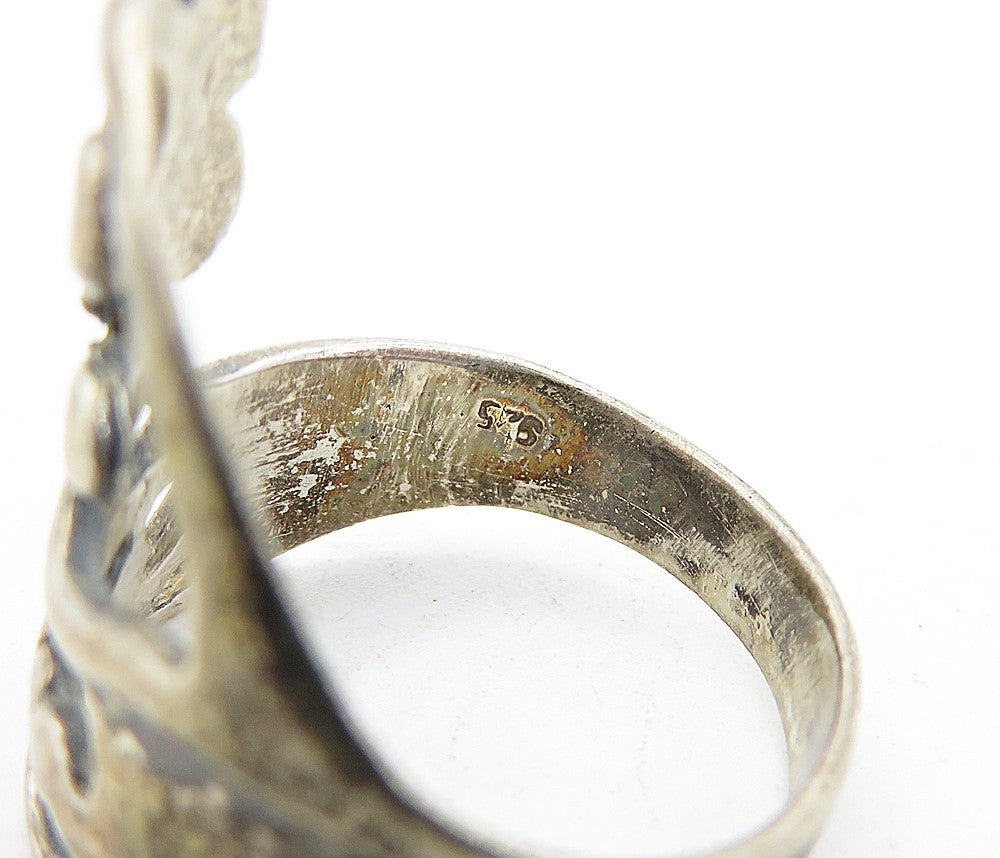 925 Sterling Silver Vintage Dark Tone Swirl Designed Band Ring  Sz 7  RG4997