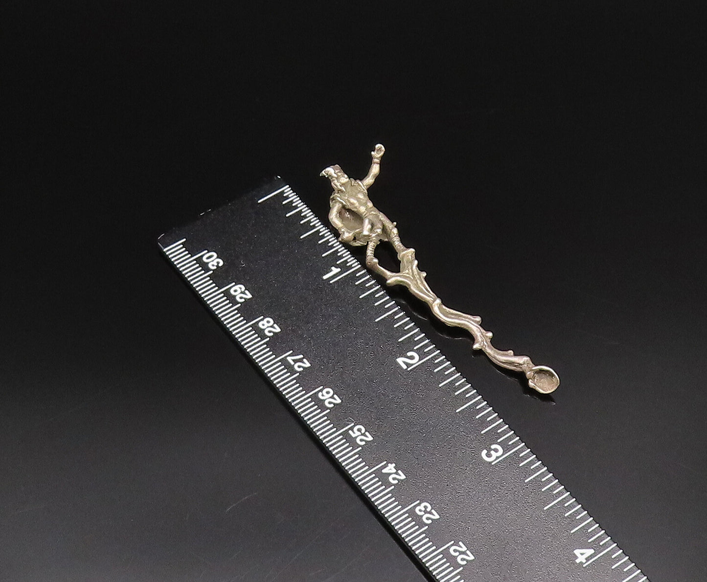 925 Sterling Silver  Vintage Caped Man Rising From Fire Motif Pendant  PT21656
