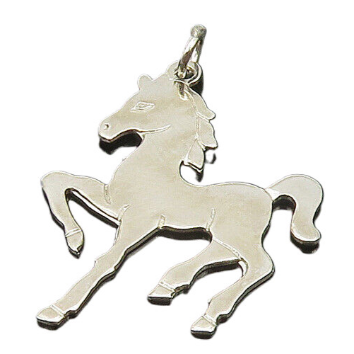 925 Sterling Silver  Vintage Petite Shiny Horse Silhouette Pendant  PT15964