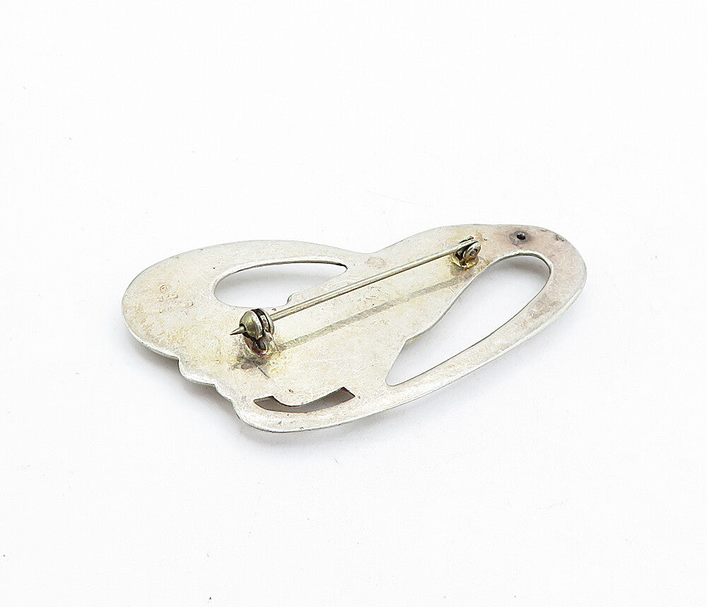 925 Sterling Silver  Vintage Smooth Fluted Swirl Design Brooch Pin  BP1738
