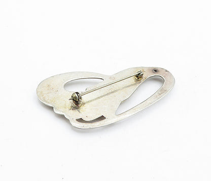 925 Sterling Silver  Vintage Smooth Fluted Swirl Design Brooch Pin  BP1738