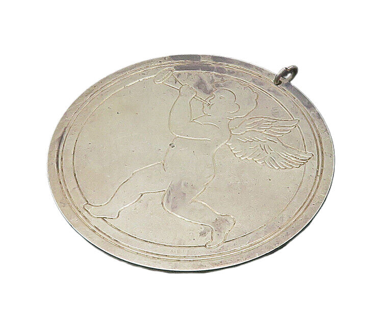 S. KIRK & SON 925 Silver  Vintage Antique Baby Angel & Trumpet Pendant PT16772