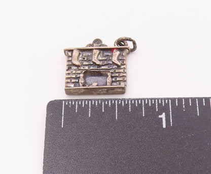 DANECRAFT 925 Silver  Vintage Christmas Stockings Fireplace Pendant  PT21668