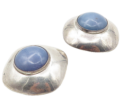 MEXICO 925 Sterling Silver  Vintage Chalcedony Non Pierce Earrings  EG4930