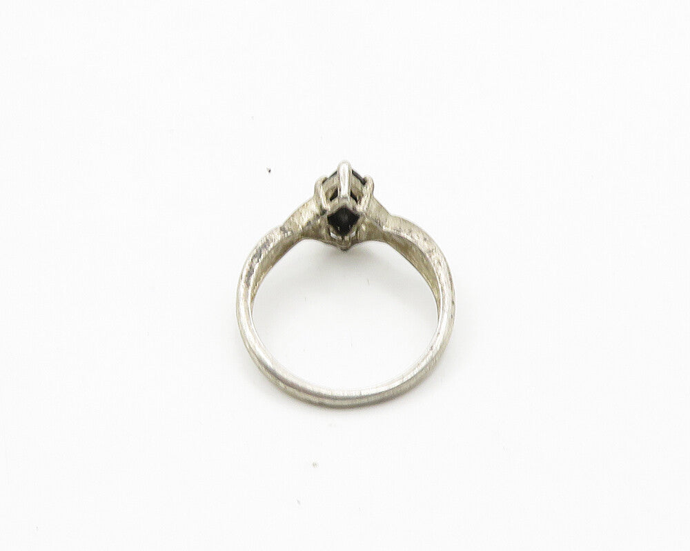 AVON 925 Silver  Vintage Marquise Cut Black Hematite Band Ring Sz 8  RG18994