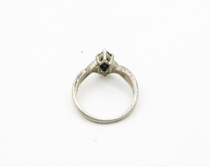 AVON 925 Silver  Vintage Marquise Cut Black Hematite Band Ring Sz 8  RG18994