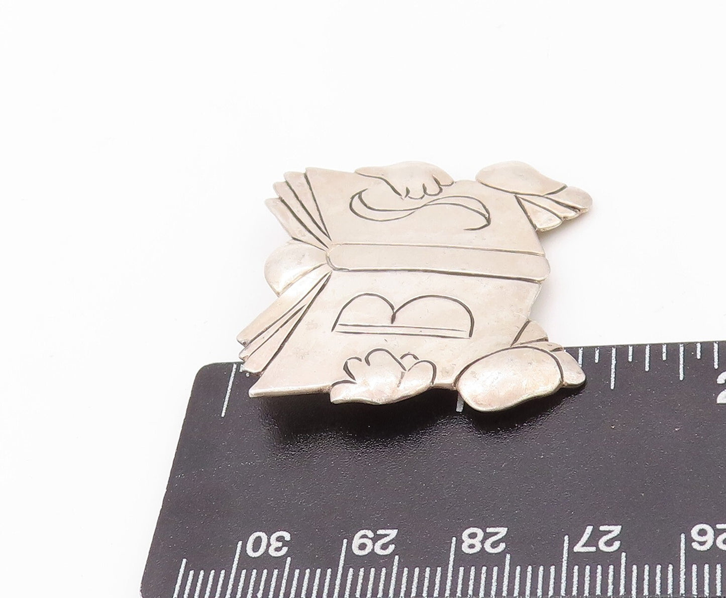 925 Sterling Silver Vintage Brooch Pin Reading B S Initials Etched Book  BP11185
