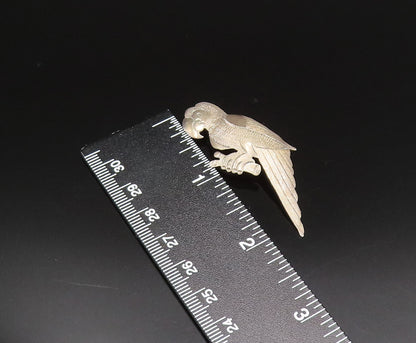 925 Sterling Silver  Vintage Brushed Finish Parrot Bird Brooch Pin  BP9568
