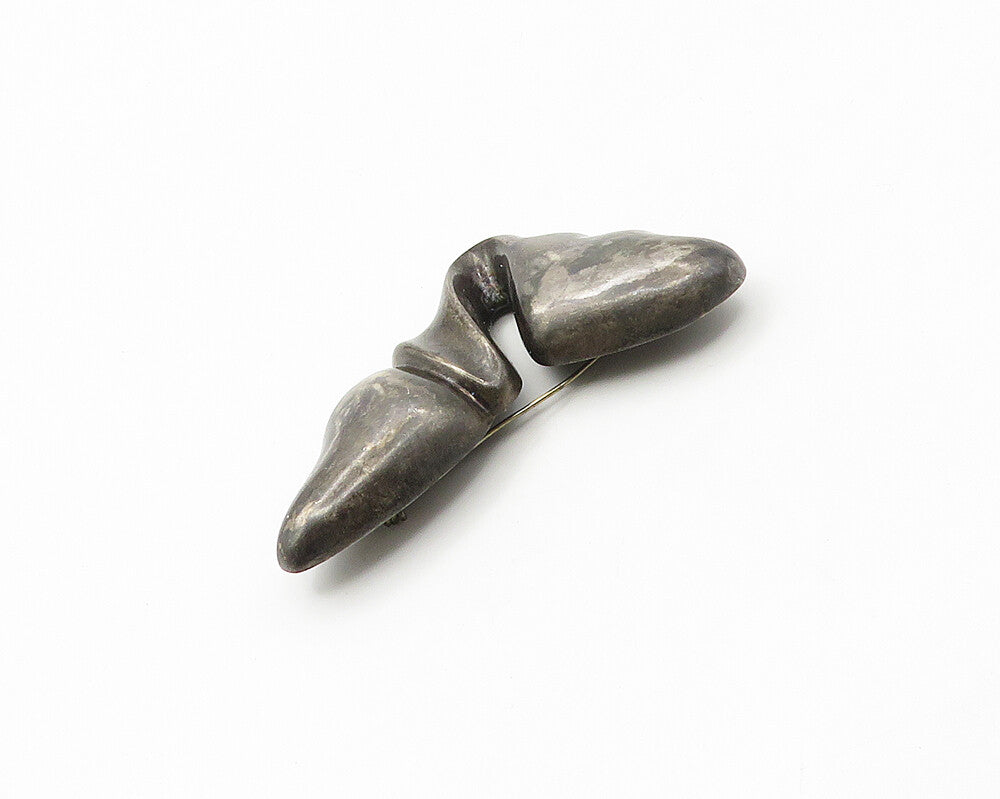 MEXICO 925 Sterling Silver  Vintage Oxidized Sculpted Brooch Pin  BP6902