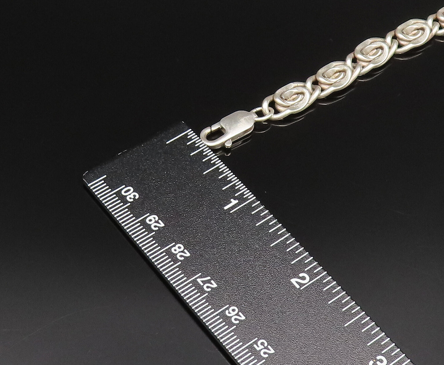 925 Sterling Silver Vintage S Swirl Symbol Interlocking Bracelet BT9582