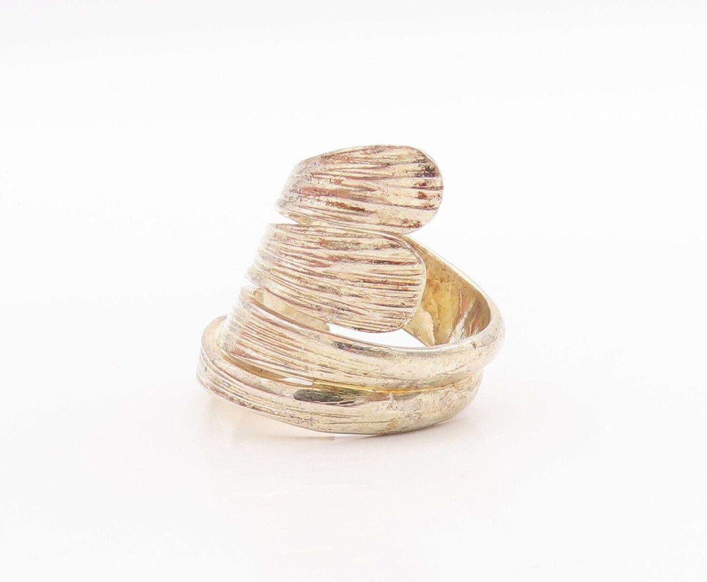 925 Sterling Silver Vintage Ring JACMEL Rough Surface Cutout Bypass Sz 7 RG28640