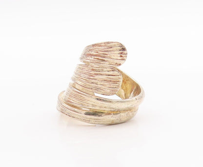 925 Sterling Silver Vintage Ring JACMEL Rough Surface Cutout Bypass Sz 7 RG28640