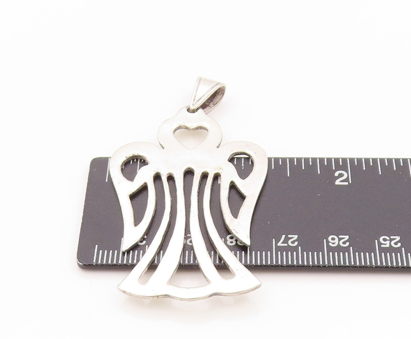 925 Sterling Silver Vintage Pendant Designer Cutout Angel With Wings  PT24130