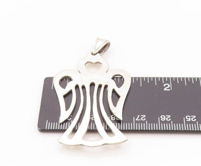 925 Sterling Silver Vintage Pendant Designer Cutout Angel With Wings  PT24130
