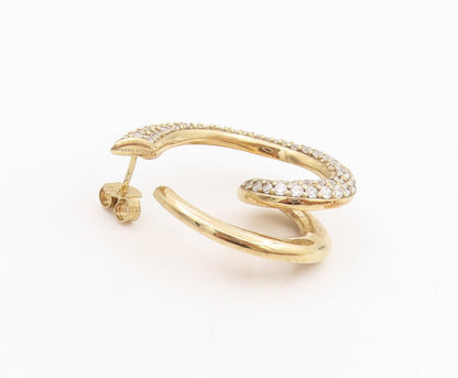 925 Sterling Silver Vintage Earrings Gold Plated CZ Classic Twisted Stud EG13796