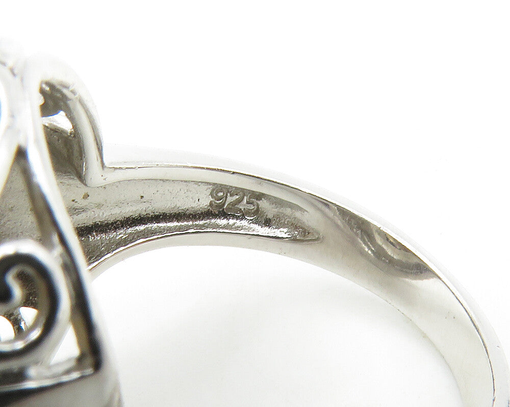 925 Sterling Silver  Smoky Topaz Baroque Swirl Cocktail Ring Sz 8  RG13898