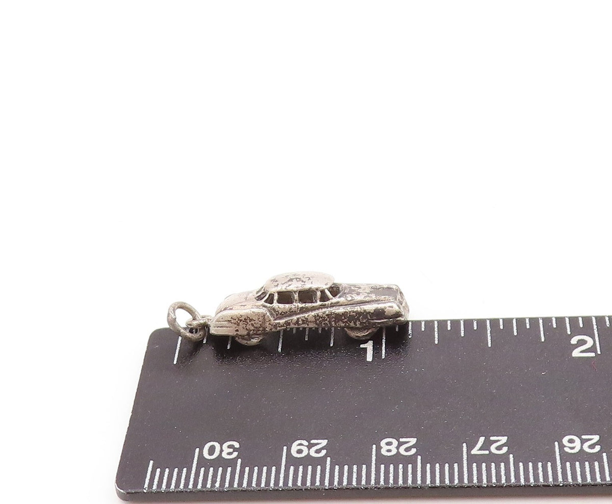 925 Sterling Silver Vintage Pendant Dark Tone 3D Carved Car Charm  PT23831