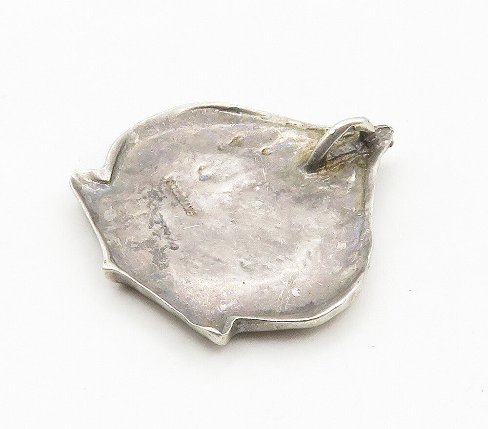 925 Sterling Silver  Vintage Oxidized Raised Detail Pendant  PT12123