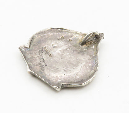 925 Sterling Silver  Vintage Oxidized Raised Detail Pendant  PT12123