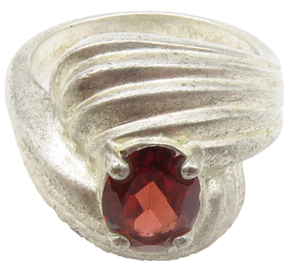 925 Sterling Silver  Vintage Red Topaz Swirl Bypass Band Ring Sz 6  RG12690