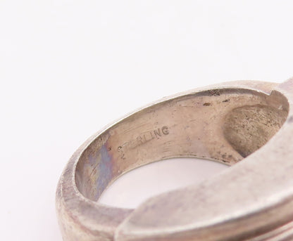 925 Sterling Silver Vintage Ring Solid Large Carved Dome  Sz 7.5  RG28905
