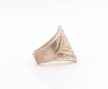 925 Sterling Silver Vintage Ring MEXICO Square Grooved Design  Sz 9  RG33290