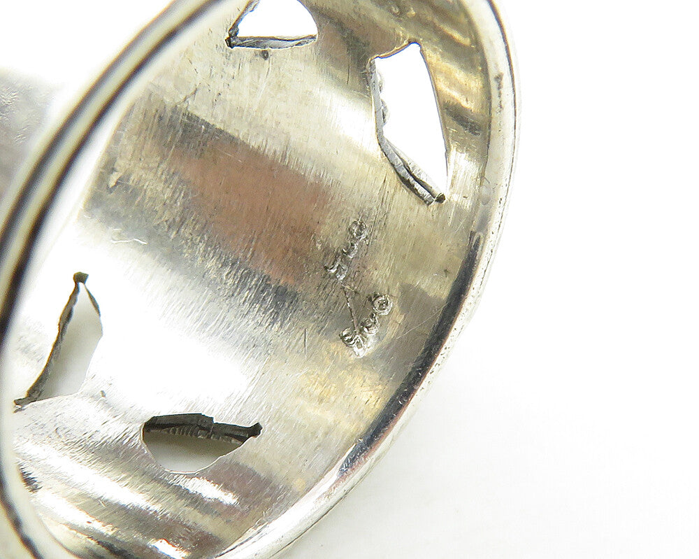 925 Sterling Silver  Vintage Marquise Cut Quartz Swirl Band Ring Sz 6  RG17355