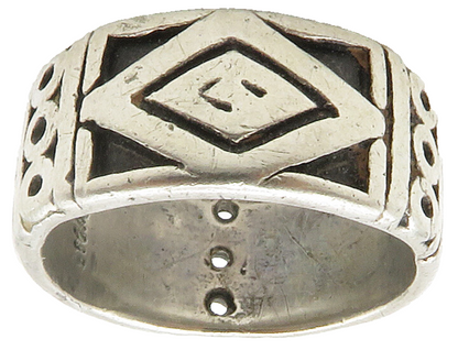 925 Sterling Silver Vintage Oxidized Pattern Round Band Ring Sz 7  RG14990