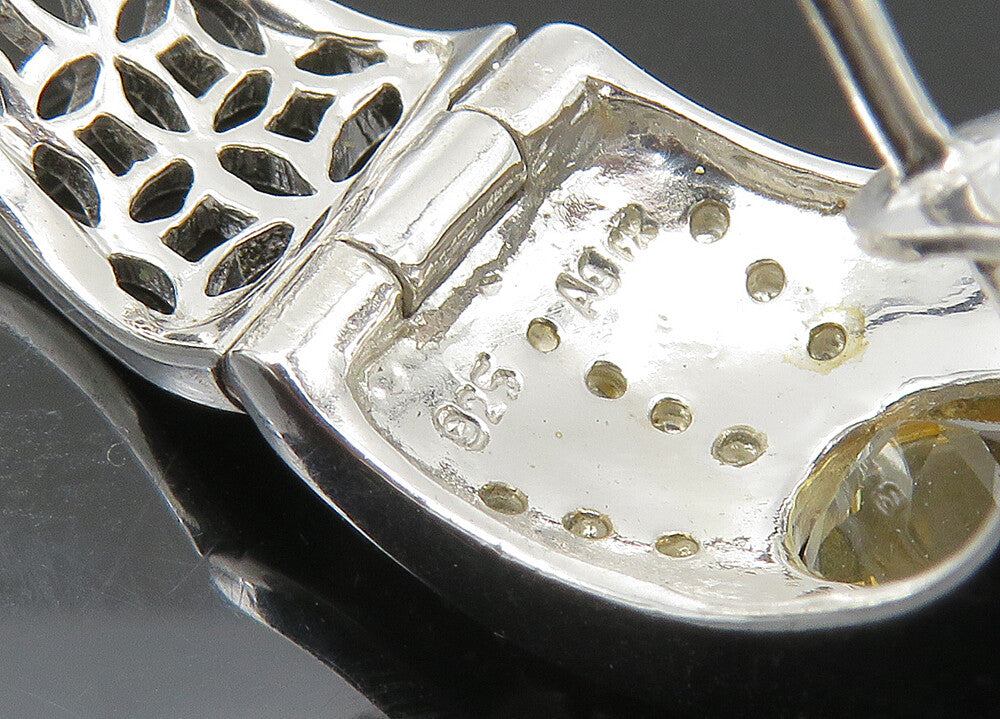 DAVID SIGAL 925 Silver  Vintage Citrine Shiny Hinge Hoop Earrings  EG11026