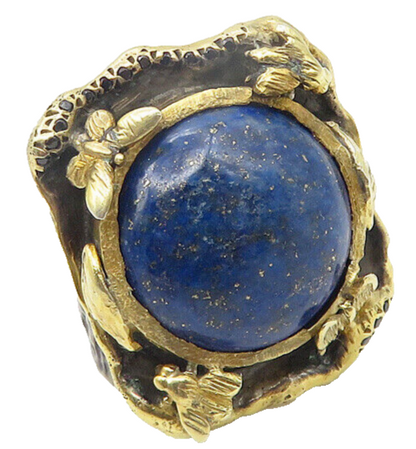925 Sterling Silver Vintage Antique Lapis Lazuli Cocktail Ring Sz 8.5  RG11373