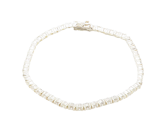 925 Sterling Silver  Shiny Round Cut Cubic Zirconia Tennis Bracelet  BT7371