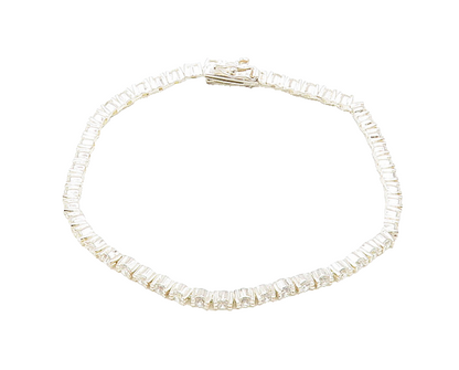 925 Sterling Silver  Shiny Round Cut Cubic Zirconia Tennis Bracelet  BT7371