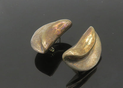 ISRAEL 925 Silver  Vintage Sculpted Hollow Non Pierce Drop Earrings  EG10524
