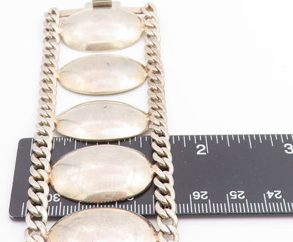 925 Sterling Silver Vintage Bracelet Geometric Solid Oval Link Chain  BT11421