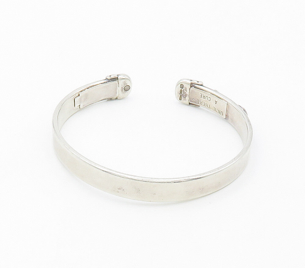 925 Sterling Silver  Vintage Shiny Ribbon Detail Smooth Cuff Bracelet  BT6039