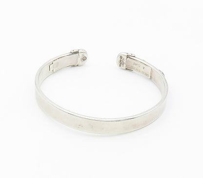 925 Sterling Silver  Vintage Shiny Ribbon Detail Smooth Cuff Bracelet  BT6039