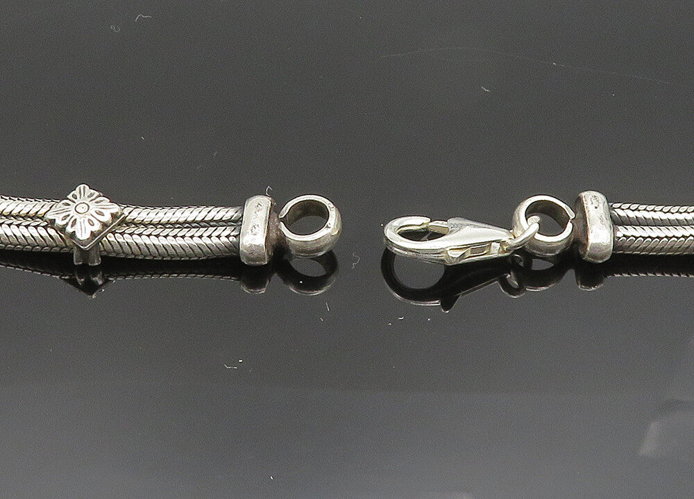 Solid Silver Vintage Dangling Twist Bar Royal Collar Chain Necklace  NE3317