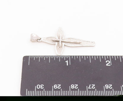 925 Sterling Silver Vintage Pendant Textured Layered Religious Cross  PT26460
