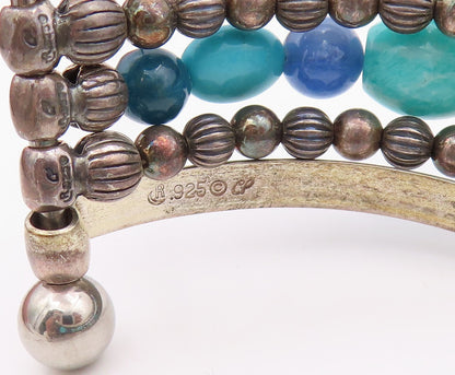925 Sterling Silver Vintage Bracelet CAROLYN POLLACK Boho Gemstone Cuff  BT11031