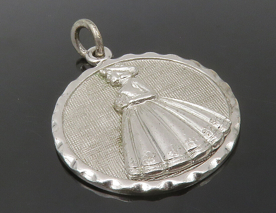 DANECRAFT 925 Sterling Silver  Vintage Woman In Floral Dress Pendant  PT10181