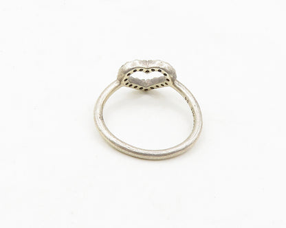 PANDORA 925 Silver  Vintage Shiny Topaz Open Love Heart Ring Sz 6.5  RG19202