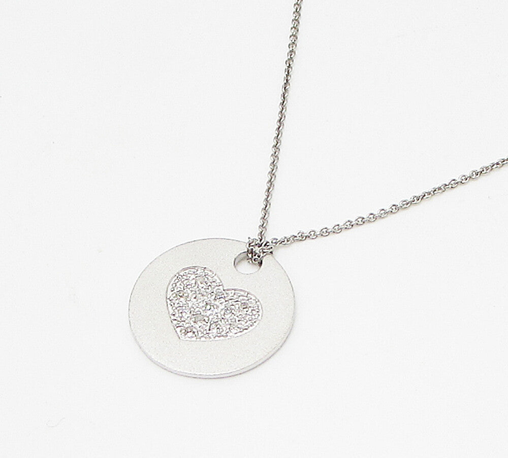 925 Sterling Silver  .12ctw Genuine Diamonds Heart Pendant & Chain  PT2443